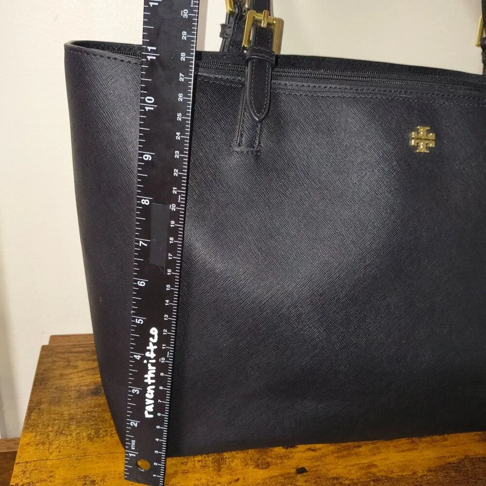 Tory Burch Black Saffiano Leather Tote w/ Gold Hardware